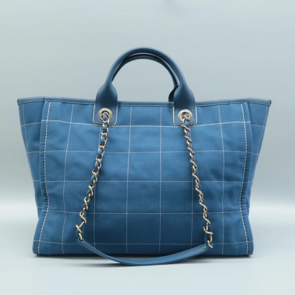 100% Authentic CHANEL Lady First Blue W/P Cloth Tote Bag - Picture 2 of 12